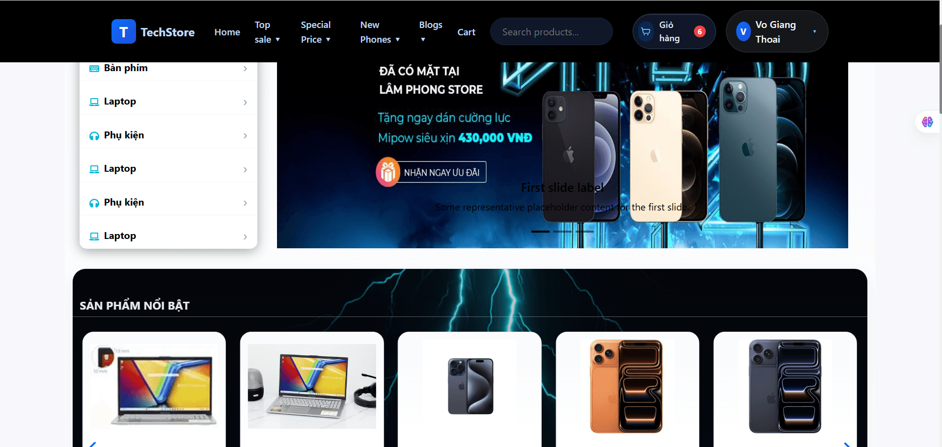 Electronic Shop Website