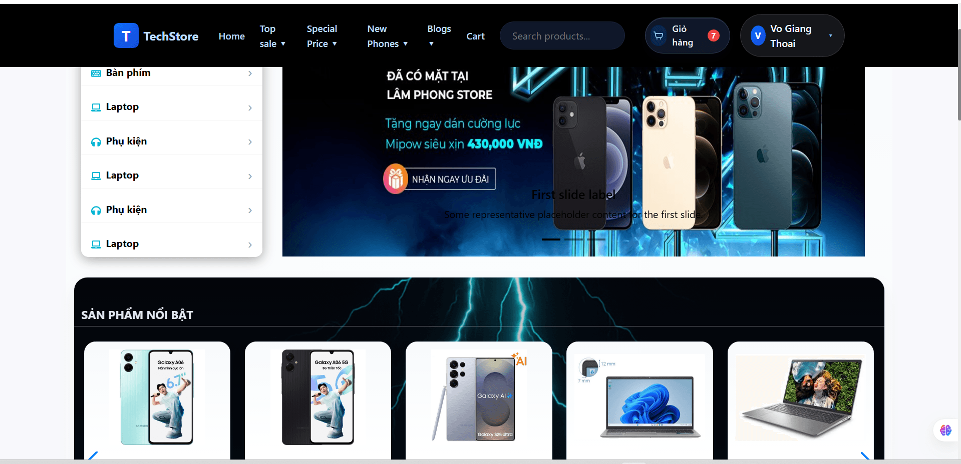 Electronic Shop Website